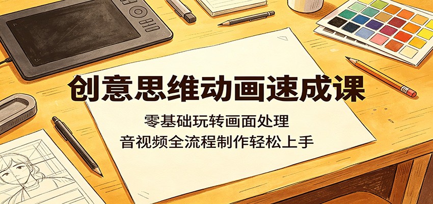 创意思维动画速成课：零基础玩转画面处理，音视频全流程制作轻松上手-百盟网
