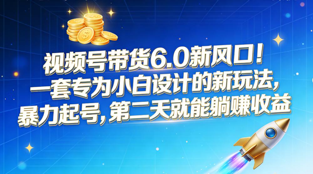 视频号带货 6.0 新风口!一套专为小白设计的新玩法,暴力起号,第二天就能躺赚收益-百盟网