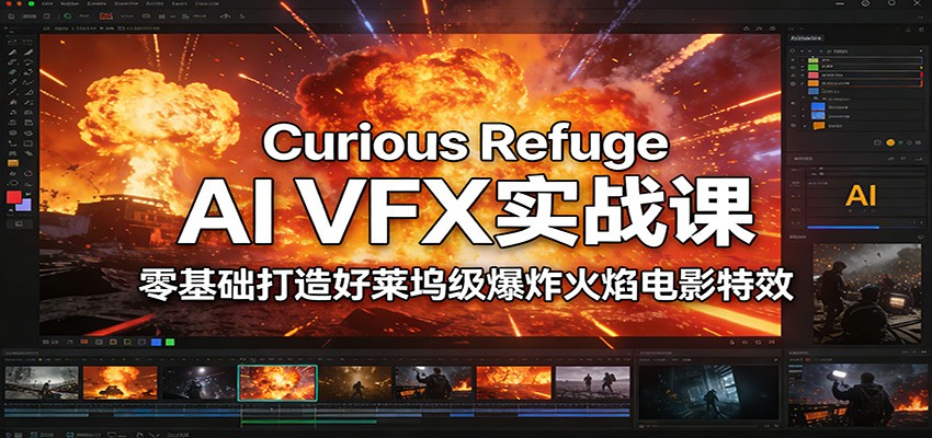 Curious Refuge AI VFX实战课，零基础打造好莱坞级爆炸火焰电影特效-百盟网