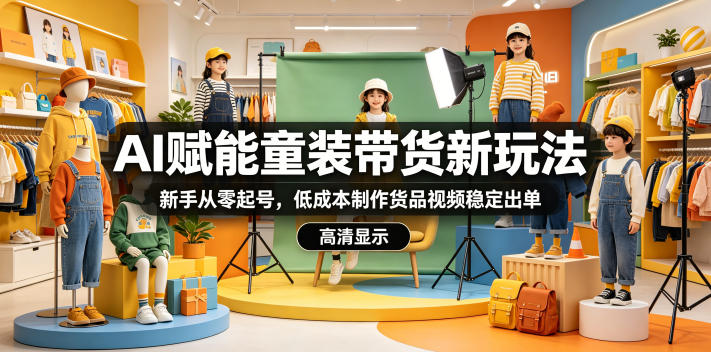 AI赋能童装带货新玩法，新手从零起号，低成本制作货品视频稳定出单-百盟网