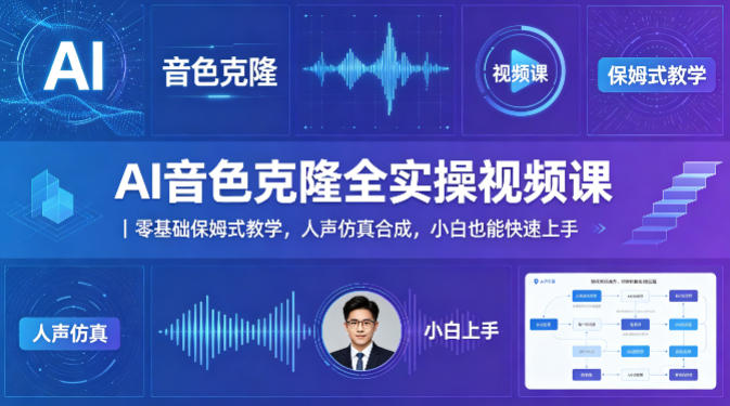 AI音色克隆全实操视频课|零基础保姆式教学,人声仿真合成,小白也能快速上手-百盟网