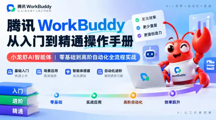 腾讯WorkBuddy从入门到精通操作手册｜小龙虾AI智能体，零基础到高阶自动化全流程实战【文档】-百盟网