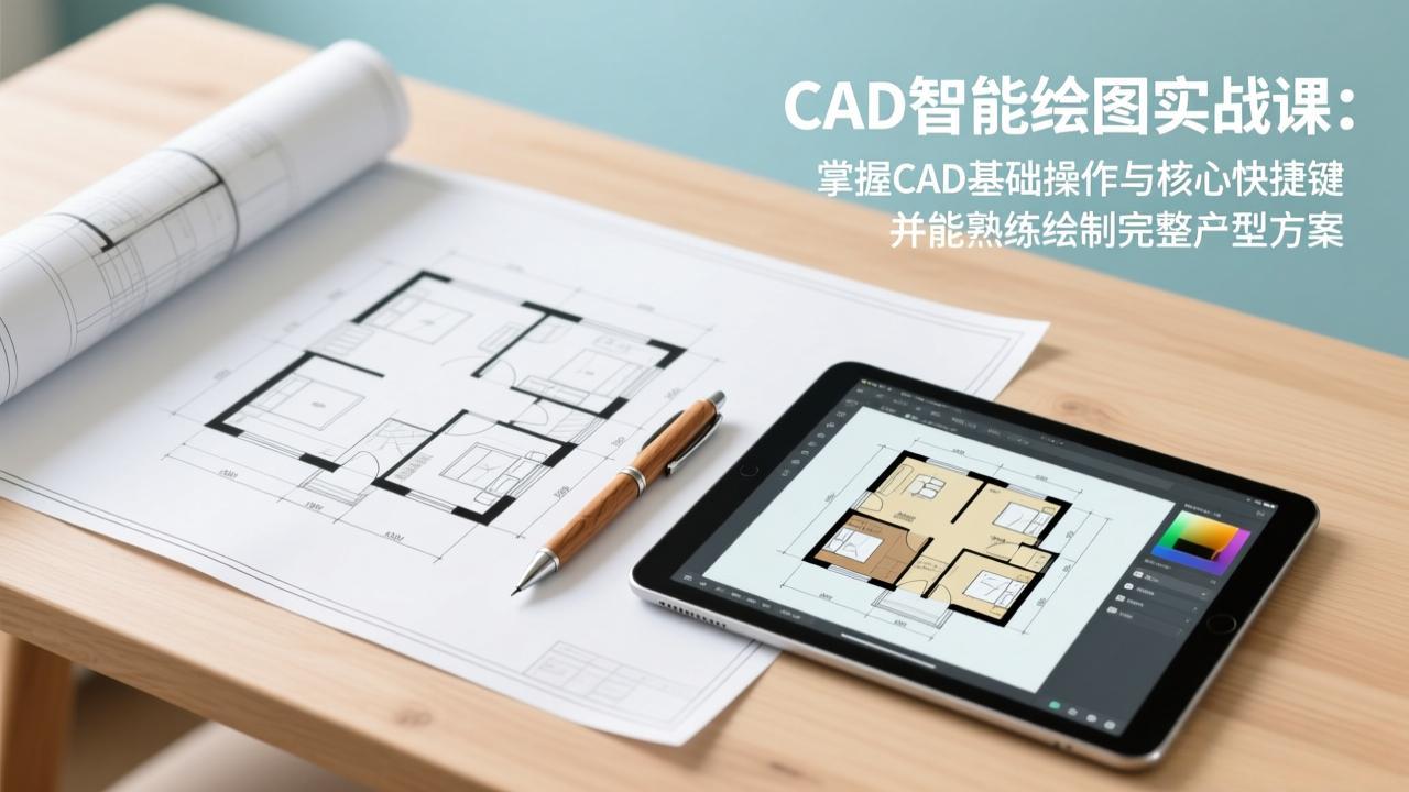 CAD智能绘图实战课：掌握CAD基础操作与核心快捷键，并能熟练绘制完整户型方案-百盟网